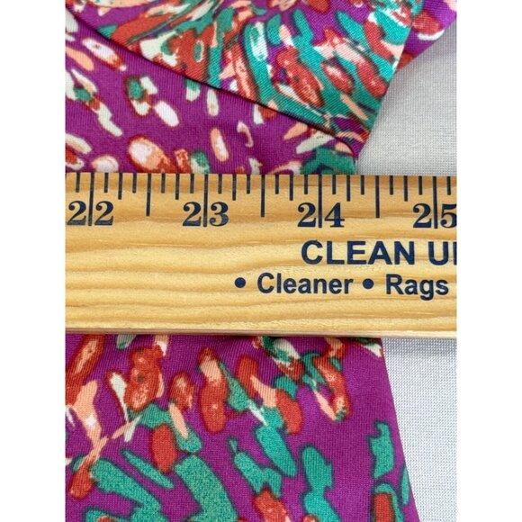 Lane Bryant Womens Fuchsia Pink Colorful Printed Tie Front Blouse Size 18/20 NWT - Picture 9 of 11